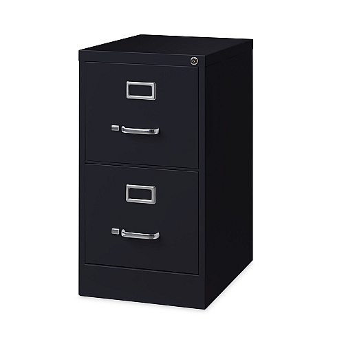 Alera Two-Drawer Economy Vertical File, Letter-Size File Drawers, Black, 15" x 22" x 28.37" (ALEHVF152229BL)