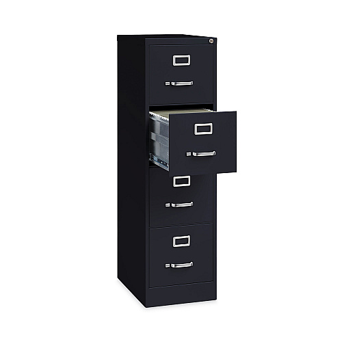 Alera Four-Drawer Economy Vertical File, Letter-Size File Drawers, 15" x 22" x 52", Black (ALEHVF152252BL)