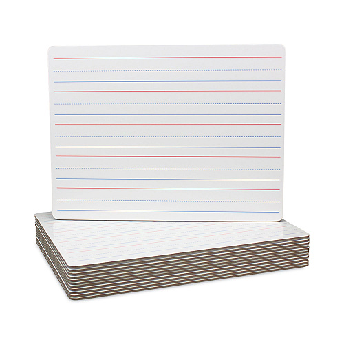 Flipside Magnetic Two-Sided Red/Blue Ruled Dry Erase Board, 12" x 9", White Surface, 12/Pack (10176)