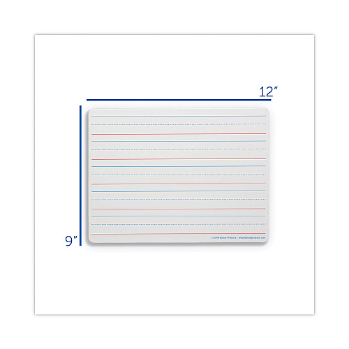 Flipside Two-Sided Red/Blue Ruled Dry Erase Board, 12" x 9", White Surface, 24/Pack (12034)