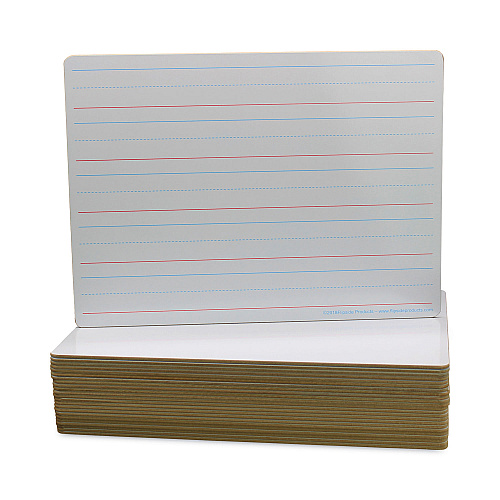 Flipside Two-Sided Red/Blue Ruled Dry Erase Board, 12" x 9", White Surface, 24/Pack (12034)