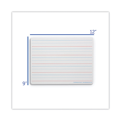 Flipside Magnetic Two-Sided Red/Blue Ruled Dry Erase Board, 12" x 9", White Surface, 12/Pack (10176)