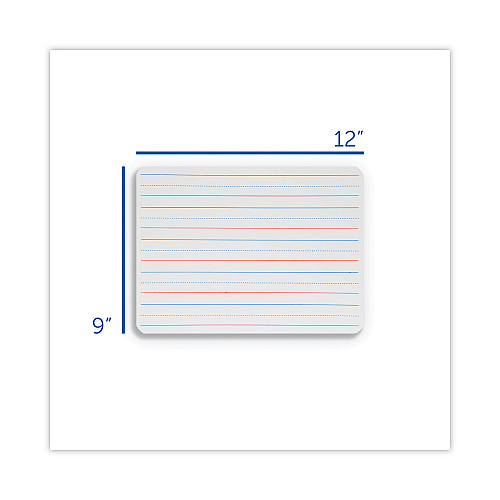 Flipside Two-Sided Red and Blue Ruled Dry Erase Board, 12 x 9, Ruled White Front/Unruled White Back, 12/Pack (10134)