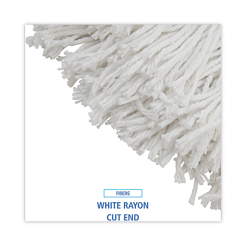 Boardwalk&reg; Premium 16 oz Cut-End Rayon Wet Mop Heads, White, 12 Mops (BWK216RCT)