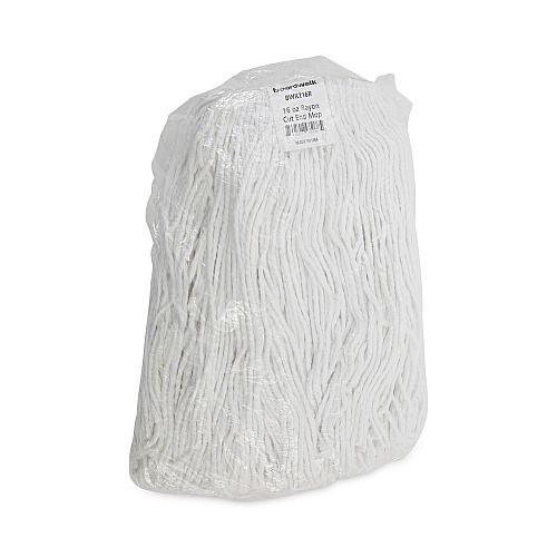 Boardwalk&reg; Premium 16 oz Cut-End Rayon Wet Mop Heads, White, 12 Mops (BWK216RCT)