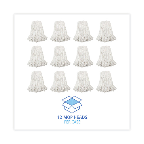 Boardwalk&reg; Premium 16 oz Cut-End Rayon Wet Mop Heads, White, 12 Mops (BWK216RCT)