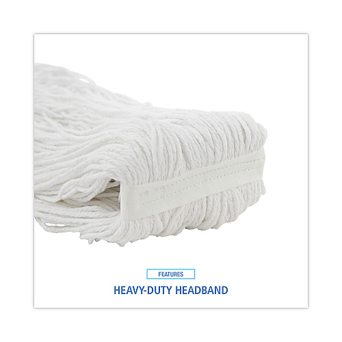 Boardwalk&reg; Premium 20 oz Cut-End Rayon Wet Mop Heads, White, 12 Mops (BWK220RCT)