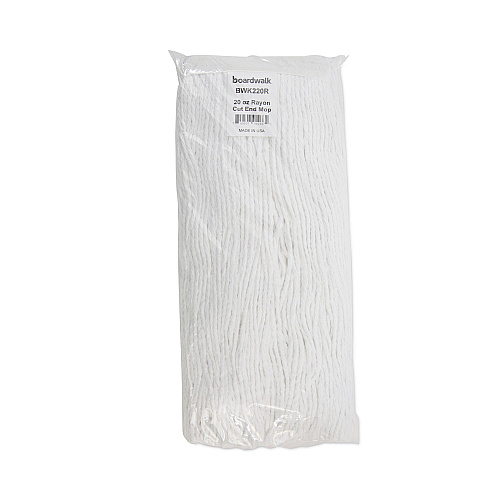 Boardwalk&reg; Premium 20 oz Cut-End Rayon Wet Mop Heads, White, 12 Mops (BWK220RCT)