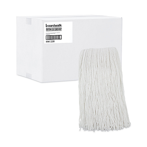 Boardwalk&reg; Premium 20 oz Cut-End Rayon Wet Mop Heads, White, 12 Mops (BWK220RCT)