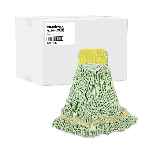 Boardwalk EcoMop Looped-End Mop Head, Recycled Fibers, Large Size, Green, 12/Carton (BWK1200LCT)