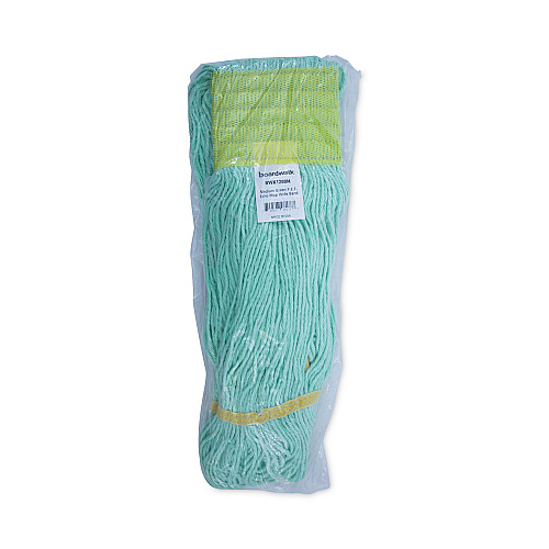 Boardwalk EcoMop Looped-End Mop Head, Recycled Fibers, Medium Size, Green, 12/Carton (BWK1200MCT)