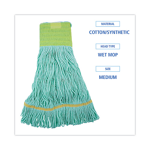 Boardwalk&reg; Looped-End Mop Head, Recycled Fibers, Medium, Green (BWK1200MEA)