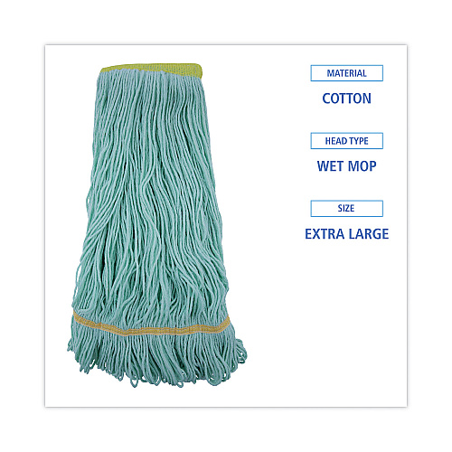 Boardwalk&reg; EcoMop Looped-End Mop Head, Extra Large, Green, Each (BWK1200XL)
