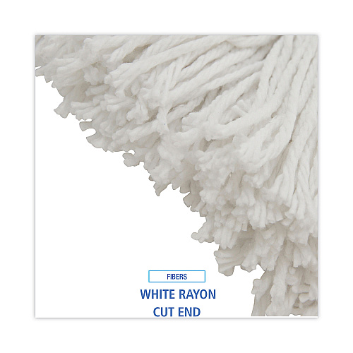 Boardwalk&reg; Standard Mop Head, Rayon, Size No. 16, White, 12 Mop Heads (BWK2016R)