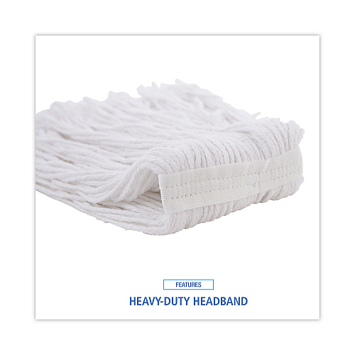 Boardwalk&reg; Standard Mop Head, Rayon, Size No. 16, White, 12 Mop Heads (BWK2016R)