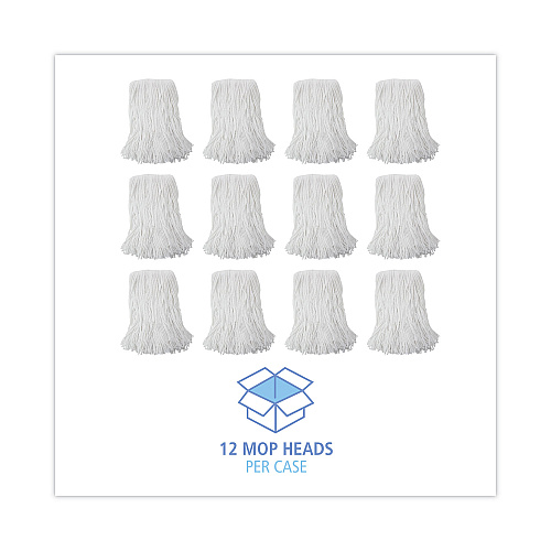 Boardwalk&reg; Standard Mop Head, Rayon, Size No. 16, White, 12 Mop Heads (BWK2016R)