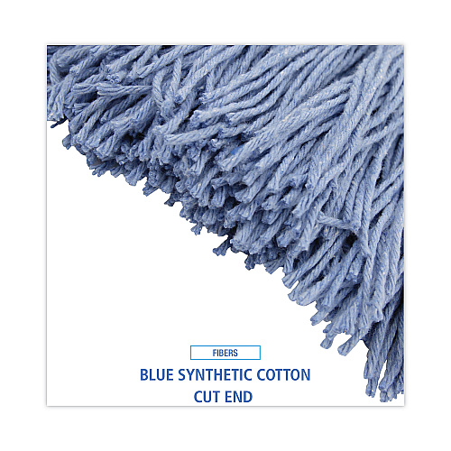 Boardwalk&reg; Standard Mop Head, Cotton/Synthetic, Blue, 12 Mop Heads (BWK2024B)