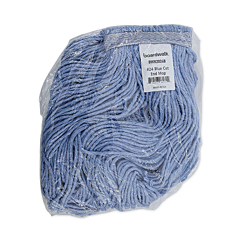 Boardwalk&reg; Standard Mop Head, Cotton/Synthetic, Blue, 12 Mop Heads (BWK2024B)