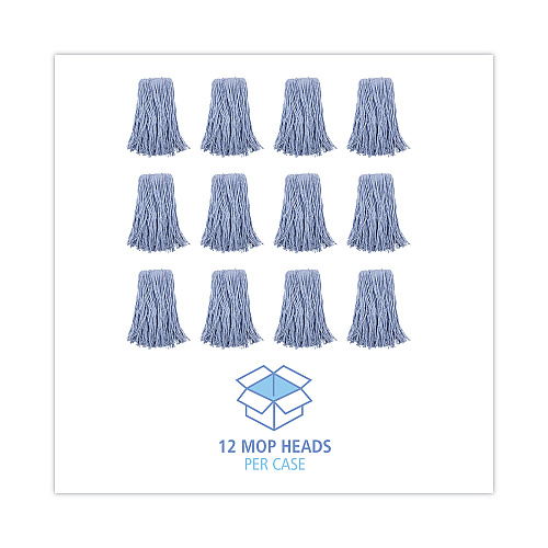Boardwalk&reg; Standard Mop Head, Cotton/Synthetic, Blue, 12 Mop Heads (BWK2024B)
