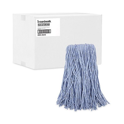 Boardwalk&reg; Standard Mop Head, Cotton/Synthetic, Blue, 12 Mop Heads (BWK2024B)