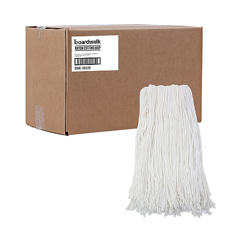 Boardwalk&reg; Cut-End Wet Mop Head, Rayon, No. 32, White, 12/Carton (BWK2032RCT)
