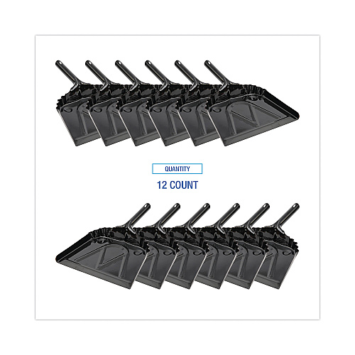Boardwalk&reg; Metal Dust Pan, 12" Wide, 2" Handle, Black, 12/Carton (BWK04212)