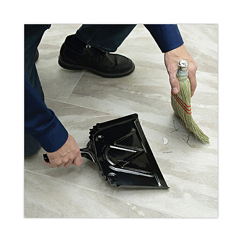 Boardwalk&reg; Metal Dust Pan, 12" Wide, 2" Handle, Black, 12/Carton (BWK04212)