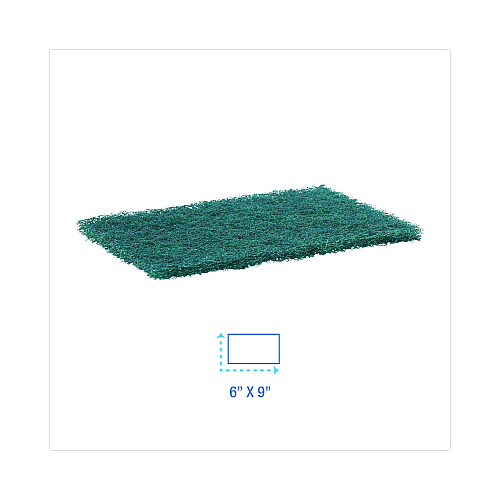 Boardwalk&reg; Heavy-Duty Scour Pads, Green, 6" x 9", 15 Pads/Carton (BWK186)