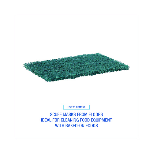 Boardwalk&reg; Heavy-Duty Scour Pads, Green, 6" x 9", 15 Pads/Carton (BWK186)