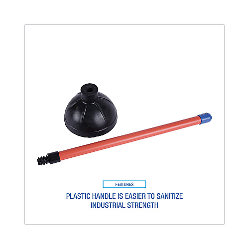 Boardwalk&reg; Toilet Plunger, 18" Handle w/ 5 5/8" Dia Bowl, 6 Plungers (BWK09201)