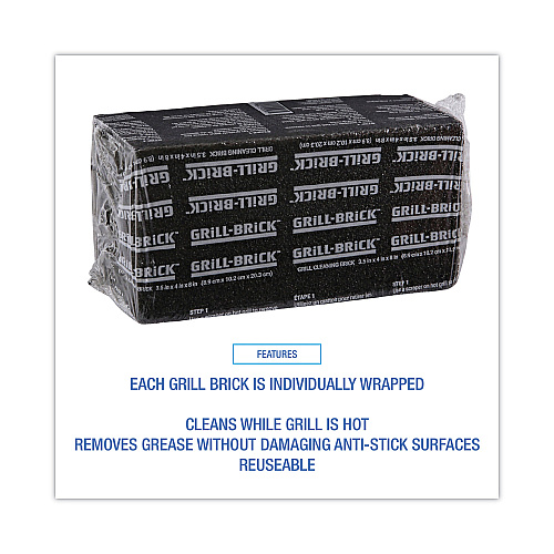Boardwalk&reg; Grill Brick, 8 x 4, Black, 12 Grill Bricks (BWKGB12PC)