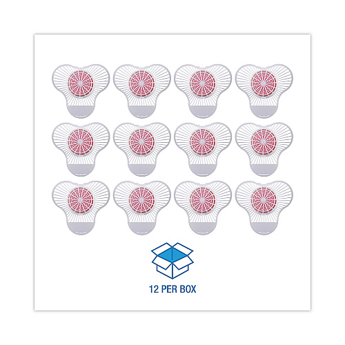 Boardwalk&reg; Urinal Screen w/ Para Deodorizer Block, Cherry, 12/Box (BWKPBS)