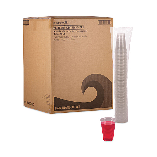 Boardwalk&reg; Plastic Cold Cups, 9 oz., Clear, 2,500 Cups (BWKTRANSCUP9CT)