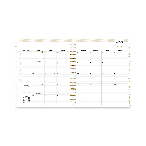 Blue Sky Day Designer Daily/Monthly Frosted Planner, Rugby Stripe Artwork, 10 x 8, Black/White Cover, 12-Month (July-June): 2025-2026 (137885)