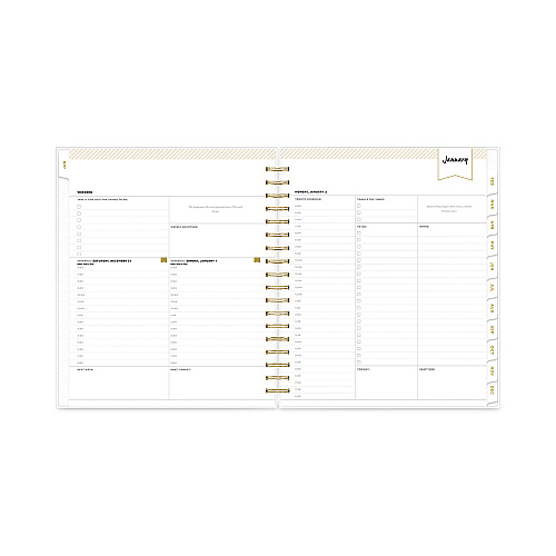 Blue Sky Day Designer Daily/Monthly Frosted Planner, Rugby Stripe Artwork, 10 x 8, Black/White Cover, 12-Month (July-June): 2025-2026 (137885)