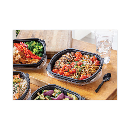 Pactiv Clearview Micromax Microwavable Container, 36 oz, 9.38 x 8 x 1.5, Black, Plastic, 250/Carton (0CN846360000)