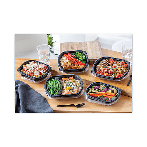 Pactiv Clearview Micromax Microwavable Container, 36 oz, 9.38 x 8 x 1.5, Black, Plastic, 250/Carton (0CN846360000)