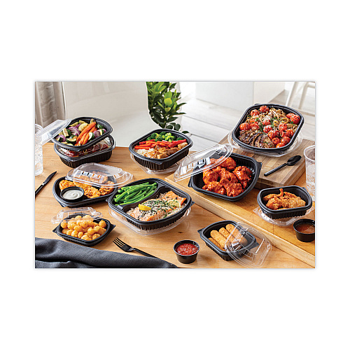 Pactiv Clearview Micromax Microwavable Container, 36 oz, 9.38 x 8 x 1.5, Black, Plastic, 250/Carton (0CN846360000)