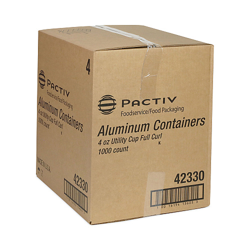 Pactiv Aluminum Take-Out Container, 4 oz, 2.94" Diameter x 1.66" h, Silver, 1,000/Carton (42330)
