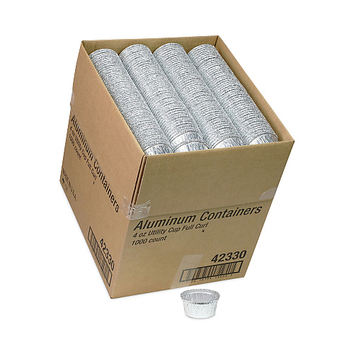 Pactiv Aluminum Take-Out Container, 4 oz, 2.94" Diameter x 1.66" h, Silver, 1,000/Carton (42330)