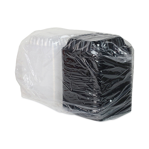 Pactiv EarthChoice Vented Dual Color Microwavable Hinged Lid Container, 1-Compartment, 38oz, 8.5x8.5x3, Black/Clear, Plastic, 150/CT (DC858100B000)