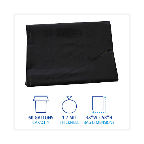 Boardwalk&reg; Linear Low Density Industrial Can Liners, 60 gal, 100/CT (BWKG3858HBL)