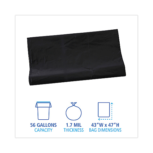 Boardwalk&reg; Linear Low Density Industrial Can Liners, 56 gal, 100/CT (BWKG4347HBL)