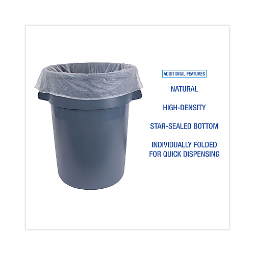 Boardwalk&reg; 60 Gallon Natural Can Liners, 13 mic, 38 x 60, 200 Liners (BWKH3860H)