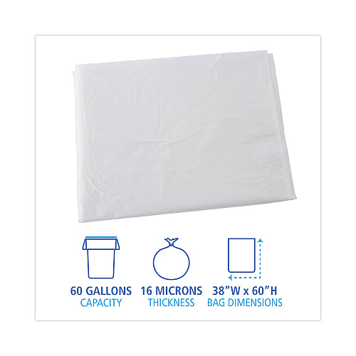 Boardwalk&reg; 60 Gal Natural Can Liners, 16 microns, 38 x 60, 100 Liners (BWKH3860S)