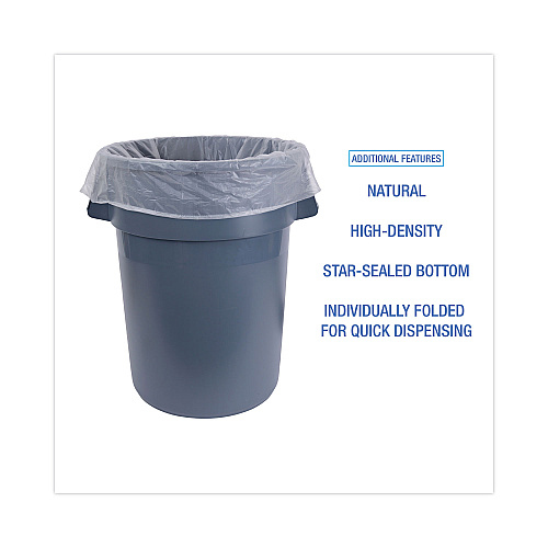 Boardwalk&reg; High Density Can Liners Flat Pack, 45 gal, 200/Carton (BWKH4048S)