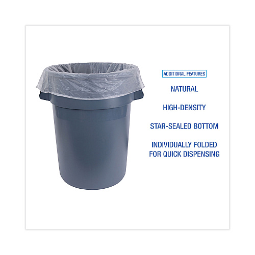 Boardwalk&reg; High Density Can Liners Flat Pack, 56 gal, 200/Carton (BWKH4348S)