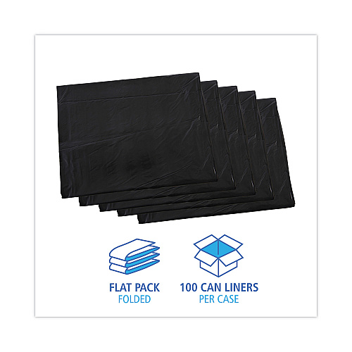 Boardwalk&reg; 60 Gal Black Can Liners, 0.7 mil, 38 x 58, 100 Liners (BWKL3858H)
