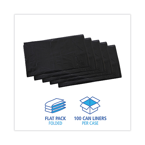 Boardwalk&reg; 45 Gallon Black Can Liners, 0.7 mil, 40 x 46, 100 Liners (BWKL4046H)