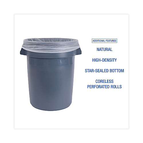 Boardwalk&reg; High Density Can Liner Rolls, 33 gal, 10 Rolls of 25 Bags (BWKRH3340S)